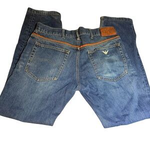 VTG Armani Jeans Y2K Classic Blue Straight-Leg‎ Denim Size 32 Low Rise Rugged